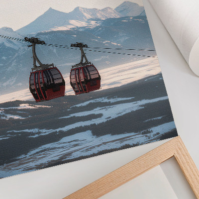 Affiche décorative Montagnes aux paysages hivernaux avec téléphérique