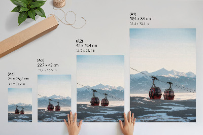 Affiche décorative Montagnes aux paysages hivernaux avec téléphérique