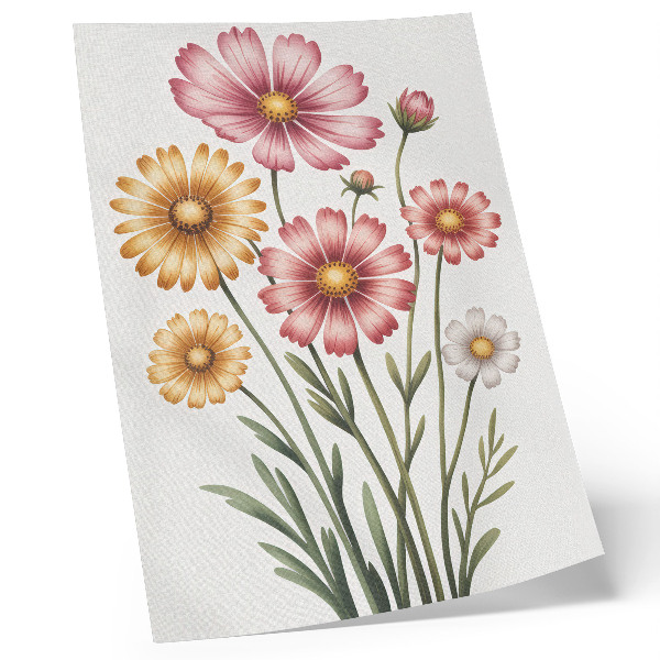 Impression sur toile Un bouquet luxuriant de fleurs jaunes et roses