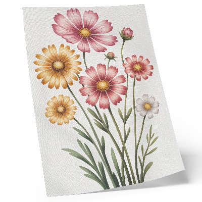 Impression sur toile Un bouquet luxuriant de fleurs jaunes et roses