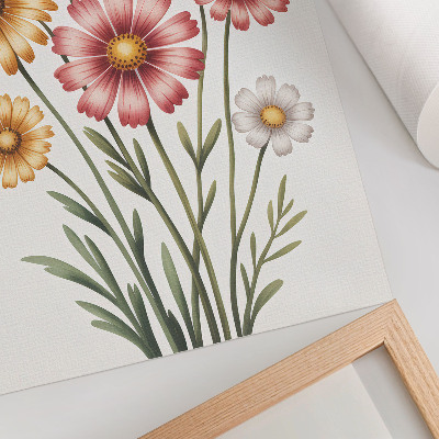 Impression sur toile Un bouquet luxuriant de fleurs jaunes et roses