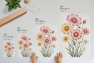 Impression sur toile Un bouquet luxuriant de fleurs jaunes et roses