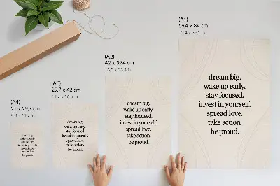 Affiche décorative avec message motivant sur fond lumineux et lignes élégantes
