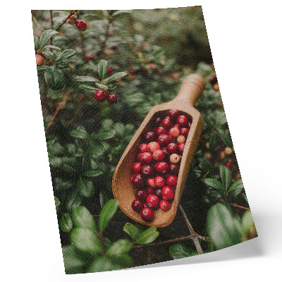 Impression sur toile Couleurs éclatantes des feuilles et des fruits dans une pelle en bois