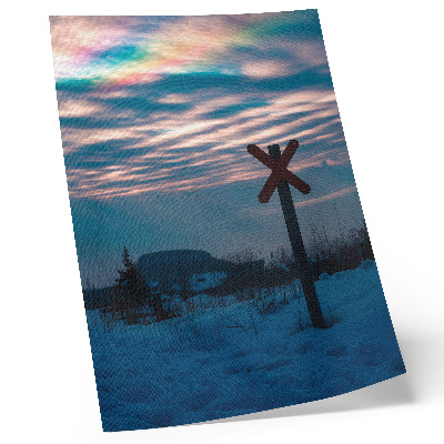 Affiche décorative Paysage hivernal atmosphérique, nuages ​​colorés, panneau solitaire
