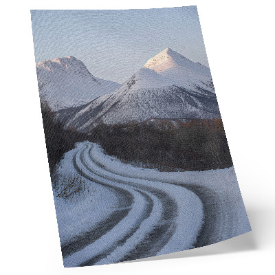 Décoration murale beauté des paysages hivernaux, des montagnes et des virages de la route
