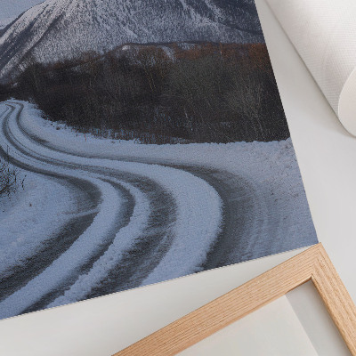 Décoration murale beauté des paysages hivernaux, des montagnes et des virages de la route