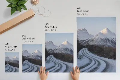Décoration murale beauté des paysages hivernaux avec montagnes et routes sinueuses