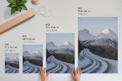 Décoration murale beauté des paysages hivernaux, des montagnes et des virages de la route