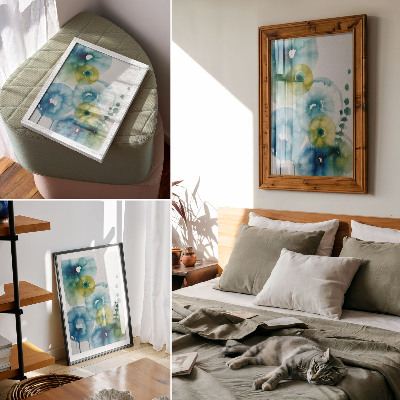 Impression sur toile Les taches bleues et vertes abstrait la modernité