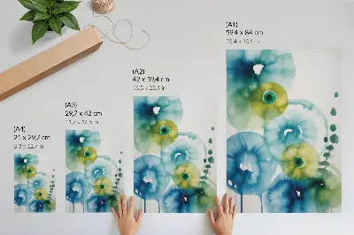 Impression sur toile tableau abstrait aux taches bleues et vertes style moderne
