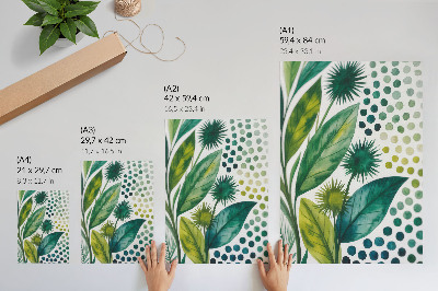 Affiche décorative Feuilles vertes, points de fraîcheur naturelle, style bohème