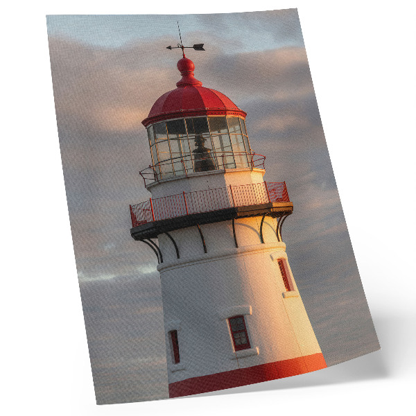 Affiche décorative Phare rouge, coucher de soleil calme