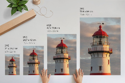 Affiche décorative Phare rouge, coucher de soleil calme