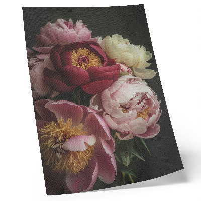 Décoration murale Pivoines multicolores sur fond sombre