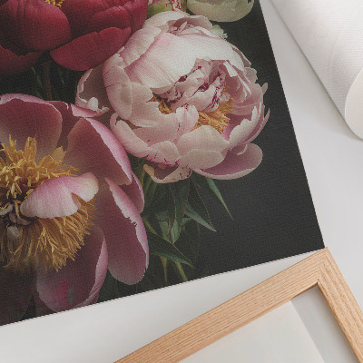 Décoration murale Pivoines multicolores sur fond sombre