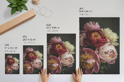 Décoration murale Pivoines multicolores sur fond sombre