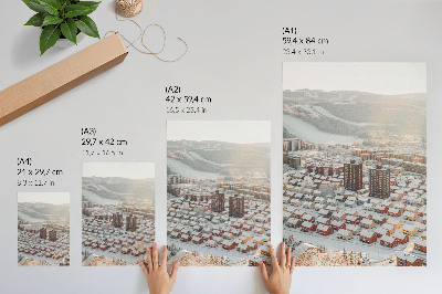 Impression sur toile Paysage d'hiver avec des maisons enneigées