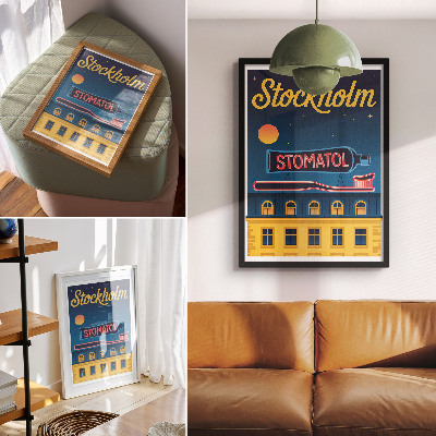 Affiche décorative Enseigne lumineuse au néon, construction moderne