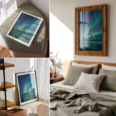 Impression sur toile les aurores boréales dans un paysage naturel nocturne