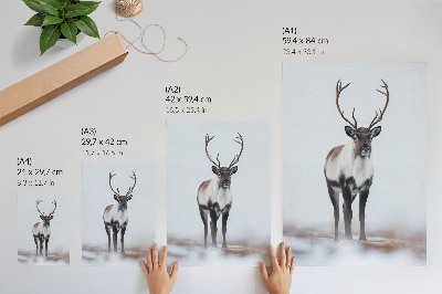 Décoration murale Renne dans un paysage hivernal, teintes chaudes, moderne