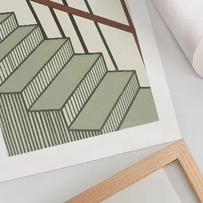 Impression sur toile représentation géométrique d'escaliers au style minimaliste élégant et dynamique