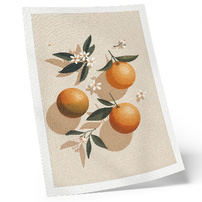 Affiche décorative Oranges juteuses, feuilles vertes, fleurs blanches