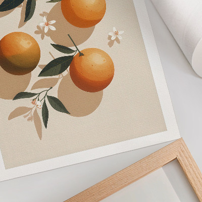 Affiche décorative Oranges juteuses, feuilles vertes, fleurs blanches
