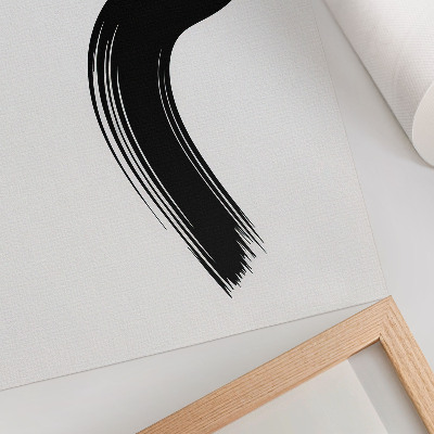 Impression sur toile Cercle rouge trait de pinceau noir