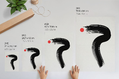 Impression sur toile Cercle rouge trait de pinceau noir