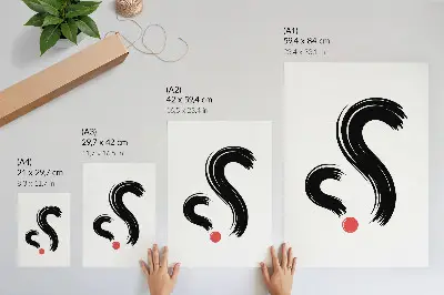 Affiche décorative contrastes minimalistes avec dynamisme et accent rouge