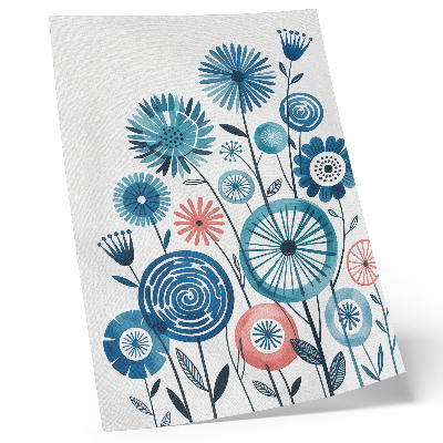 Impression sur toile Fleurs bleues modernes sur fond blanc