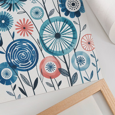 Impression sur toile Fleurs bleues modernes sur fond blanc