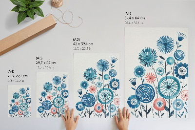 Impression sur toile Fleurs bleues modernes sur fond blanc