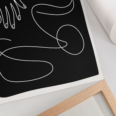 Impression sur toile lignes courbes noires et blanches minimalistes main