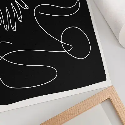 Impression sur toile représentant des lignes courbes minimalistes noires et blanches