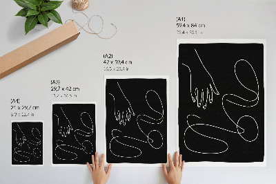 Impression sur toile lignes courbes noires et blanches minimalistes main