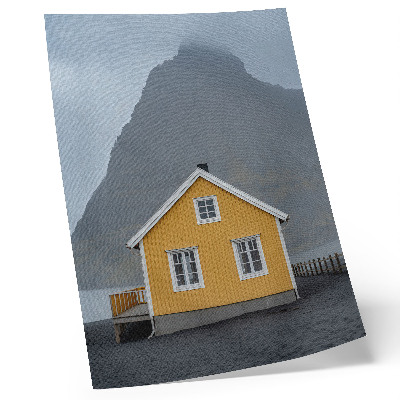 Affiche décorative Maison jaune, montagne, minimalisme, simplicité, paix