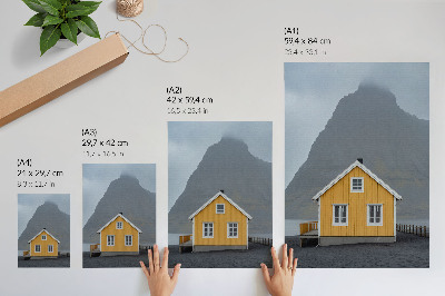 Affiche décorative Maison jaune, montagne, minimalisme, simplicité, paix