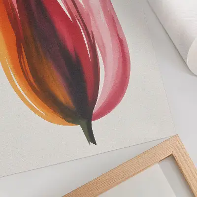 Impression sur toile fleur abstraite aux tons rouge, rose et orange