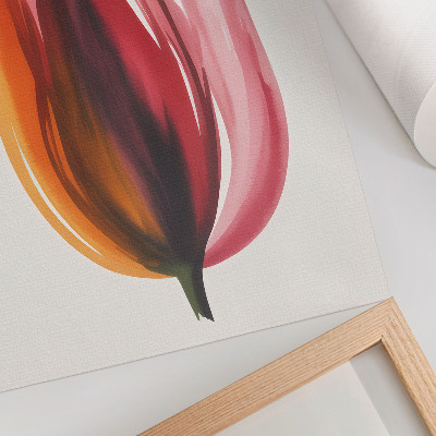 Impression sur toile fleur abstraite rouge rose orange
