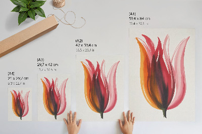 Impression sur toile fleur abstraite rouge rose orange
