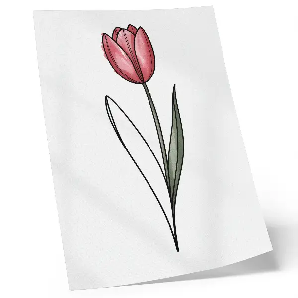 Impression sur toile tulipe rose avec contour simple et légèreté