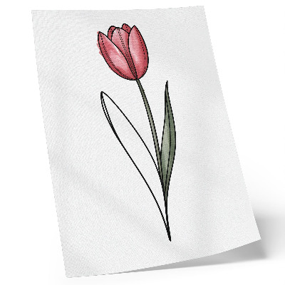 Impression sur toile tulipe rose, contour simple et légèreté