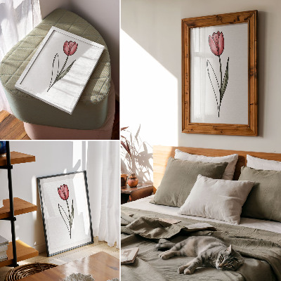 Impression sur toile tulipe rose, contour simple et légèreté