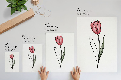 Impression sur toile tulipe rose, contour simple et légèreté
