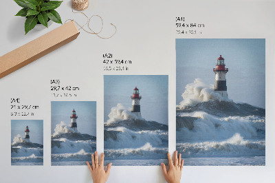 Impression sur toile Les vagues qui s'écrasent contre le phare, le contraste saisissant, la puissance de la nature