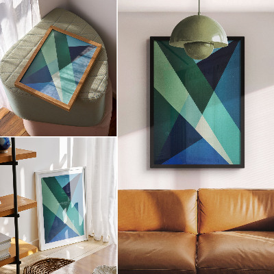 Affiche décorative Triangles verts et bleus d'intensité variable