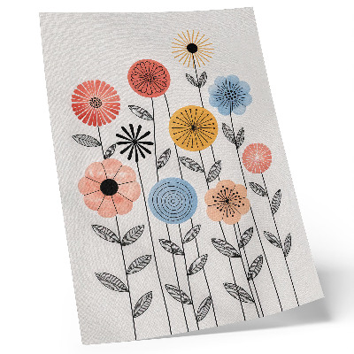 Décoration murale Fleurs colorées sur fond blanc dans un style rétro