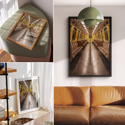 Affiche décorative Intérieur du métro en bois jaune moderne